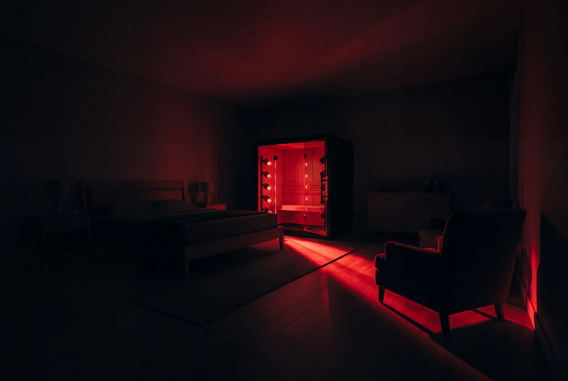 Halleluja Genesis Pro nachts im dunklen Schlafzimmer